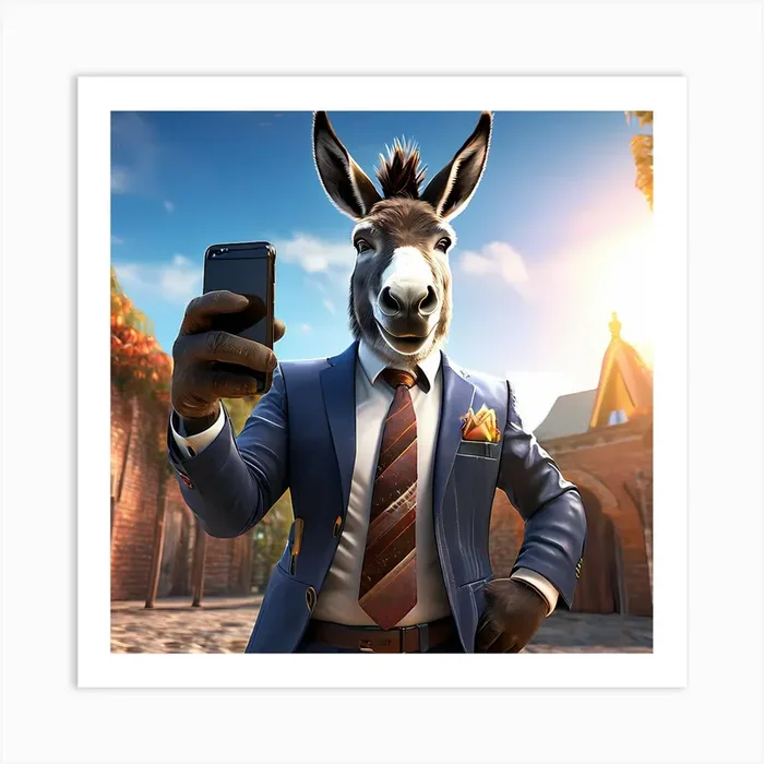 Donkey taking a picture of himself Art Print by artist ?