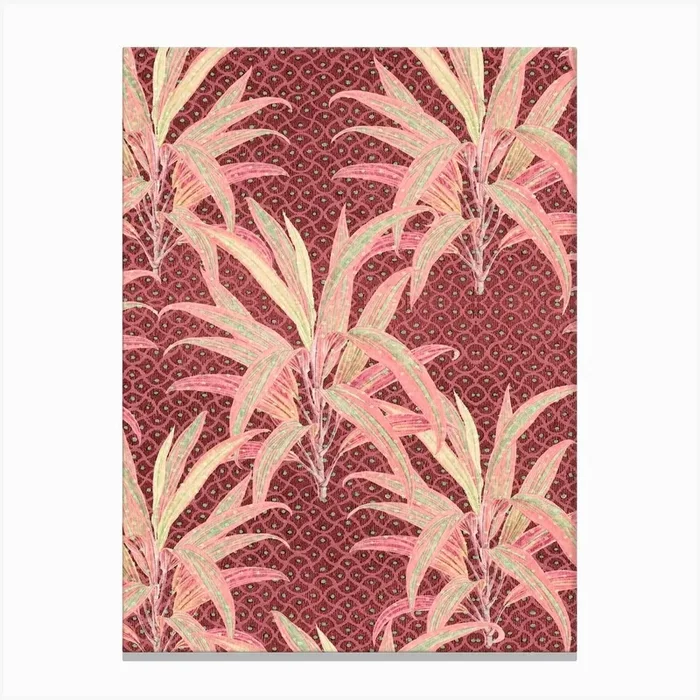 Dopamine Tropical Palm Leaves Canvas Print by Bloomery Decor