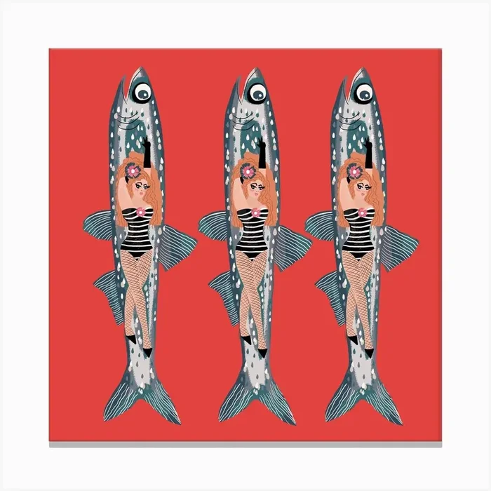 Drag Queen Sardine Canvas Print1 by 14PaperBoats