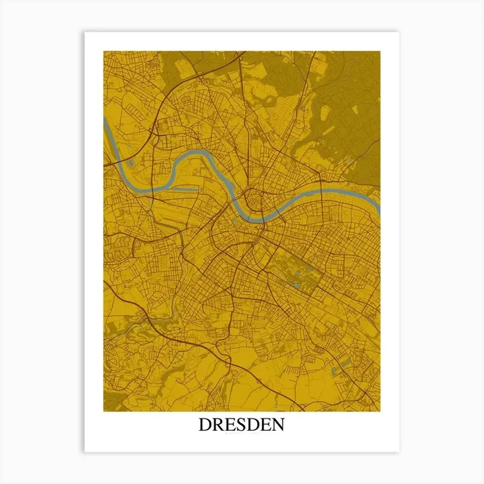 Dresden Yellow Blue Art Print by Mapply