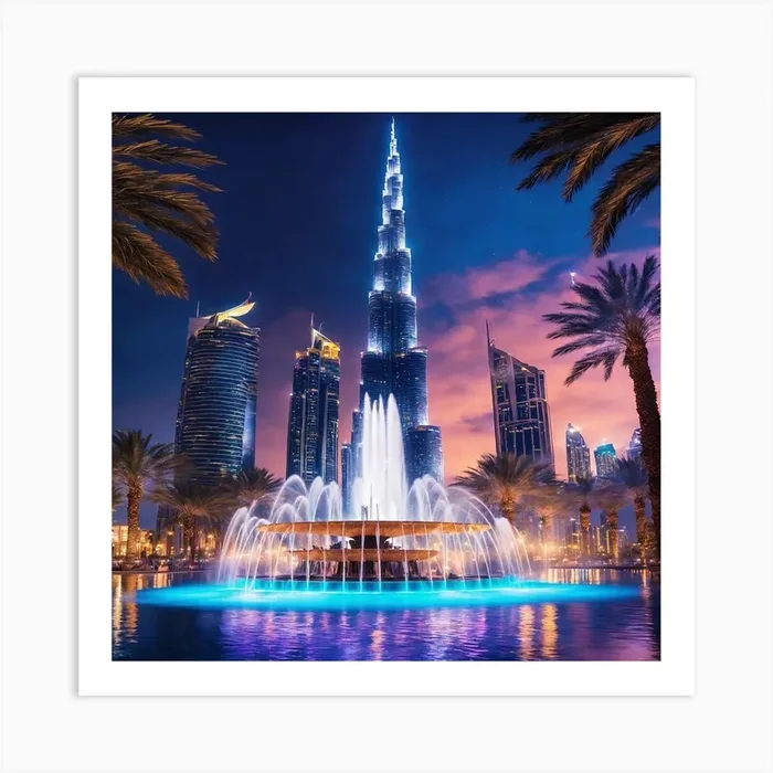 Dubai At Dusk Art Print by Mary Gov