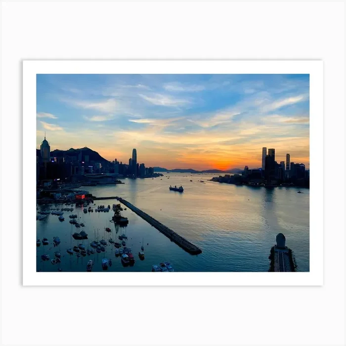 Dusk from Causeway Bay, Victoria Harbour, Hong Kong Art PrintJD by Joaozinho De Milt