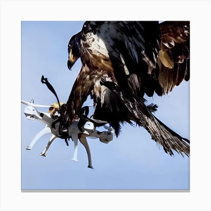 Eagle Flying A Drone Canvas Print by Eissa