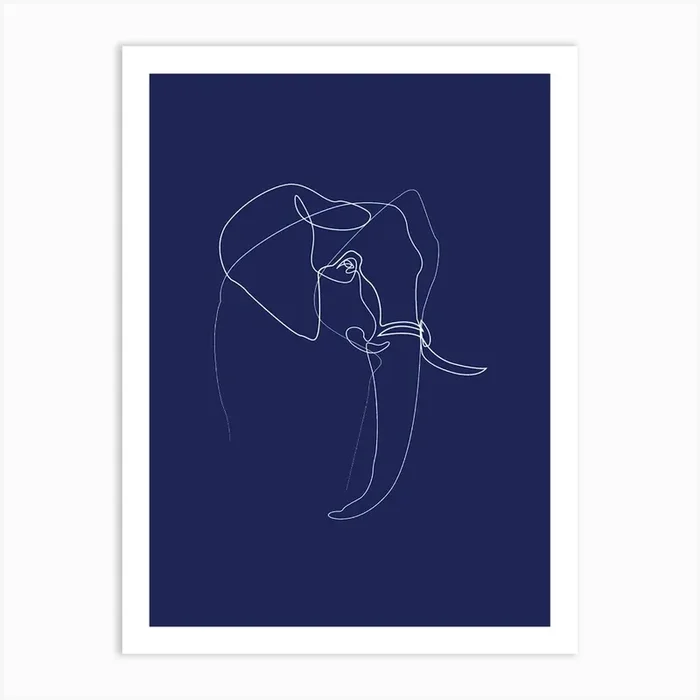 Elephant – Line Art Series Art Print by Andrew