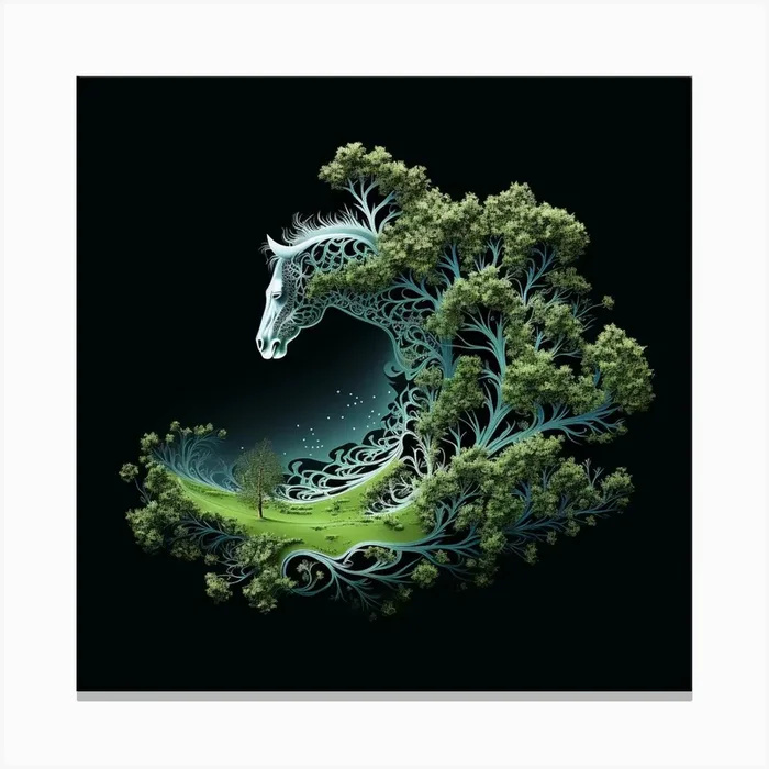 Enchanting Equine: Nature’s Silhouette Canvas Print by Lozzerly