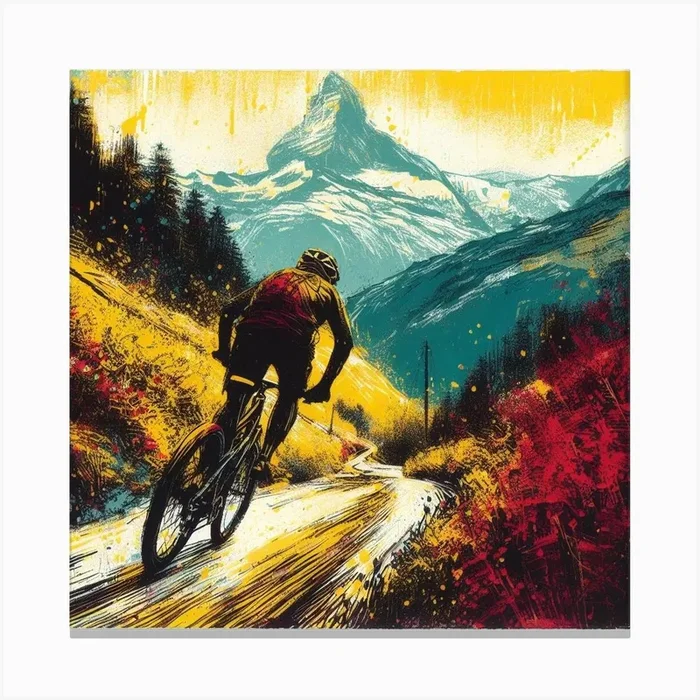 Every day life. Bike tour in the French Alps Canvas PrintIA by Israel AI