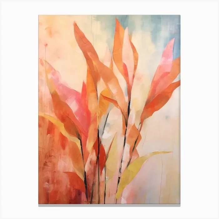 Fall Flower Painting Heliconia 1 Canvas Print by Autumn Aura Prints