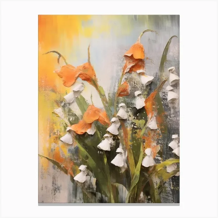Fall Flower Painting Lily Of The Valley 2 Canvas Print by Autumn Aura Prints