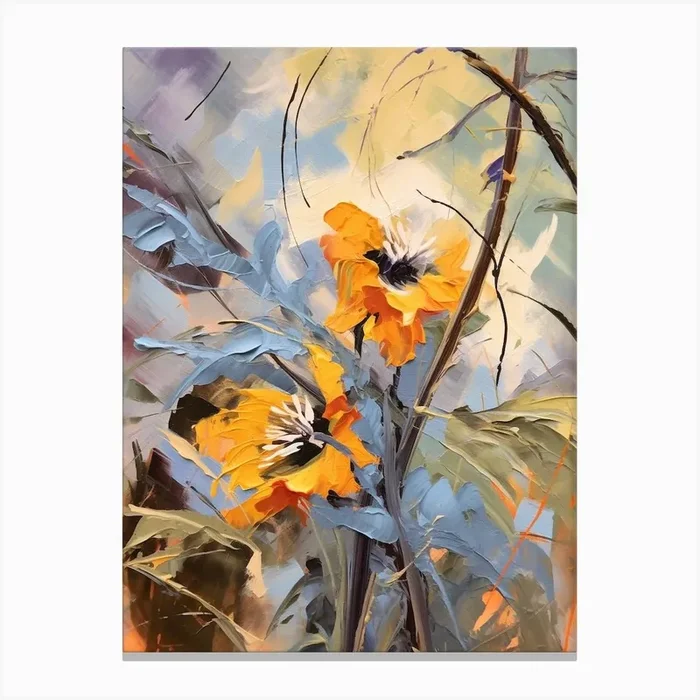 Fall Flower Painting Passionflower Canvas Print by Autumn Aura Prints