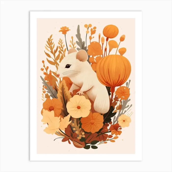 Fall Foliage Mouse 1 Art Print by Autumn Aura Prints