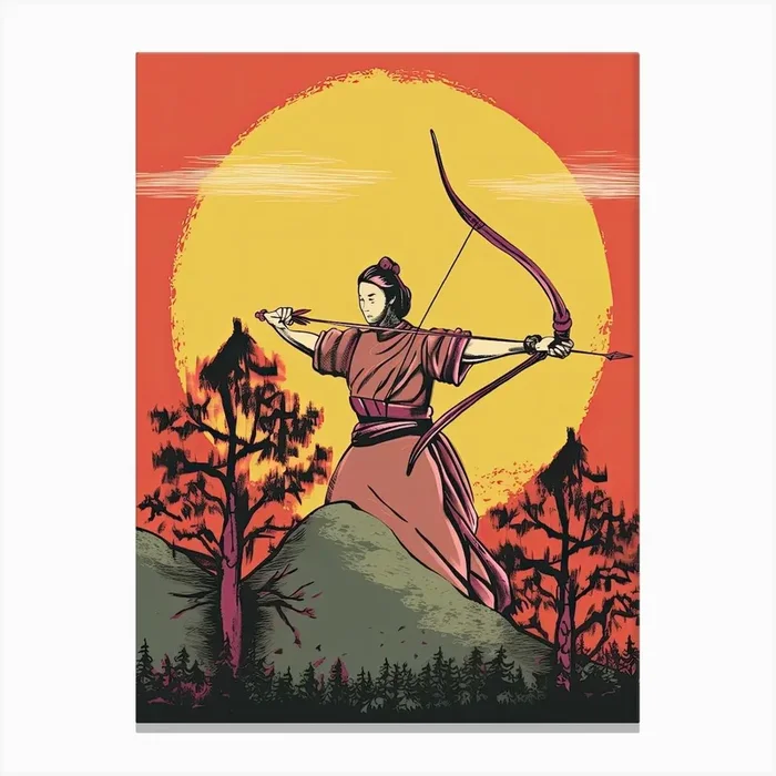 Female Samurai Onna Musha Illustration 13 Canvas Print by Blade and Brush