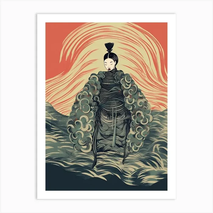 Female Samurai Onna Musha Illustration 16 Art Print by Blade and Brush
