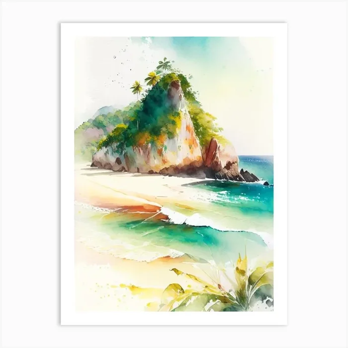 Fernando De Noronha Brazil Watercolour Pastel Tropical Destination Art Print by Coconut Cove
