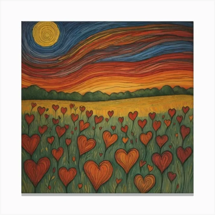 Field of Hearts Canvas PrintMC by Maebry Cards & Art