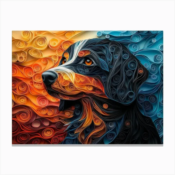 Finnish Laphund Paper Quilling Dog Portrait Canvas Print by der Mumpitz