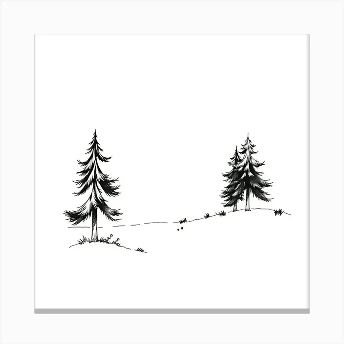 Fir Trees In The Snow Canvas Print by AnikArts