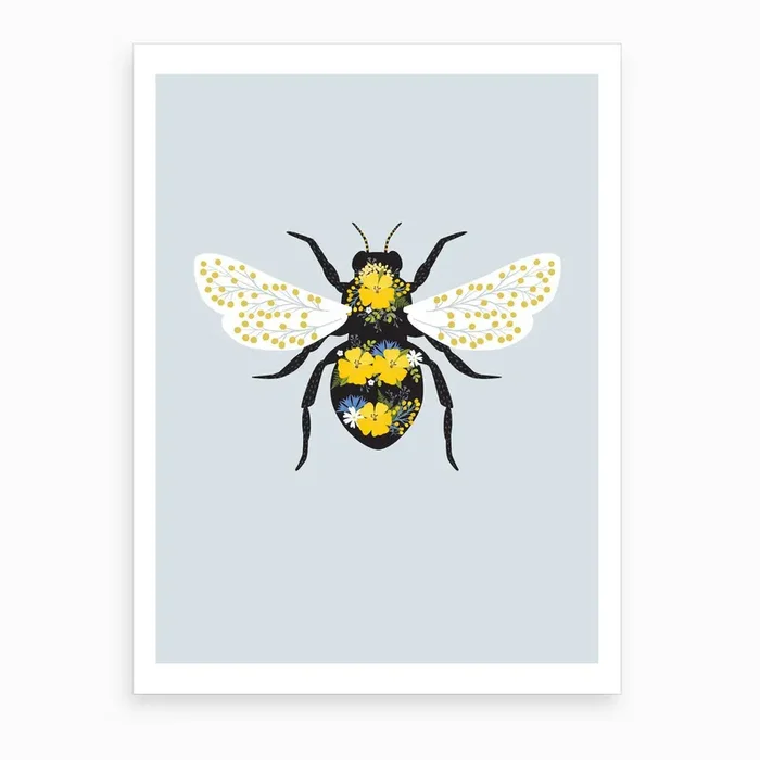 Floral Bee 2 Art Print by Klara Hawkins