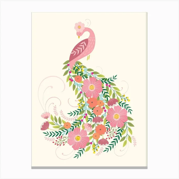 Floral Peacock Canvas Print by Klara Hawkins
