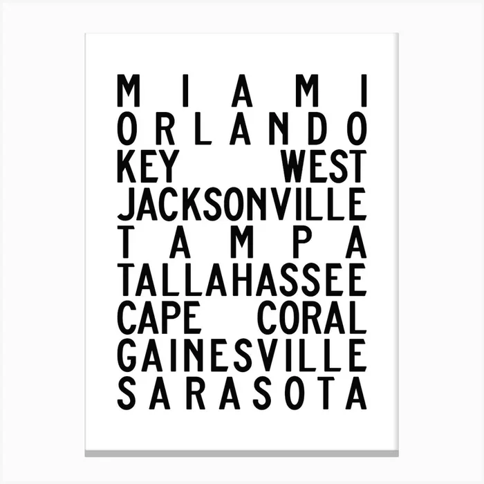 Florida Cities Canvas PrintK by KIKIANDNIM