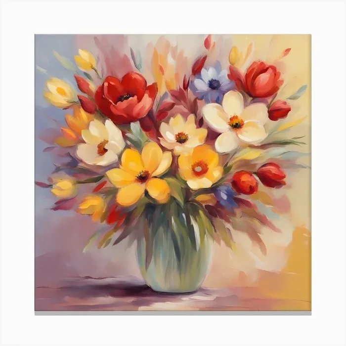 Flowers In A Vase 10 Canvas Print by Hassan Rehman