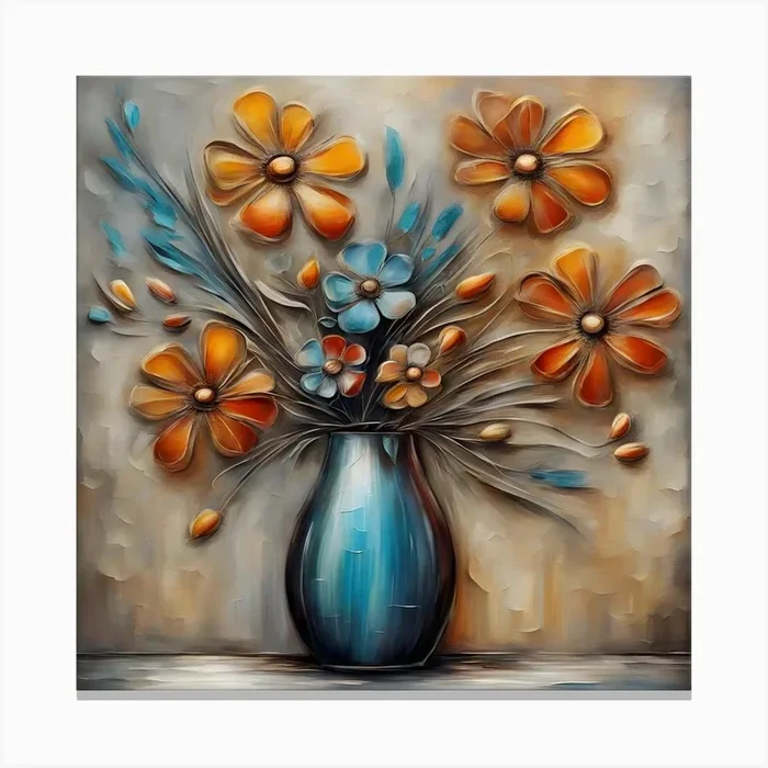 Flowers In A Vase 14 Canvas Print by Hassan Rehman