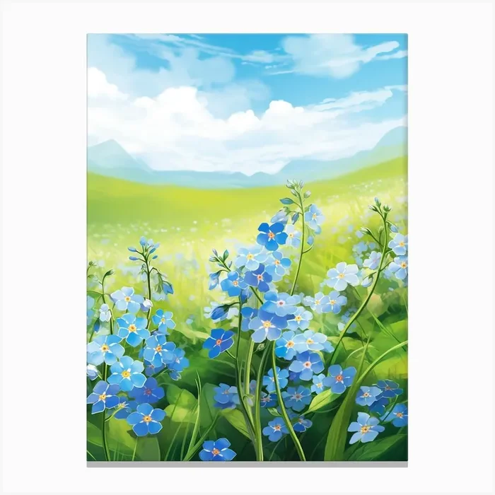 Forget Me Not In Grasslands (4) Canvas PrintWS by Wildflower Studio