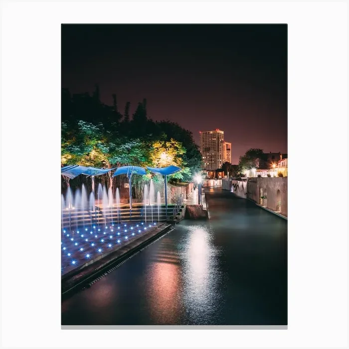 Fountain At Night Canvas PrintDM by Diego Morrison