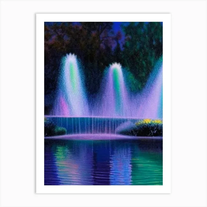 Fountains Waterscape Crayon 1 Art PrintHH by Hydro Hues