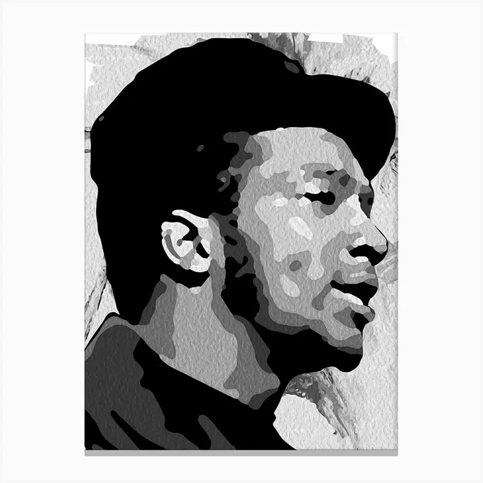 Fred Hampton Activist in Grayscale Digital Oil Painting Canvas PrintAB by Andika Bahtiar