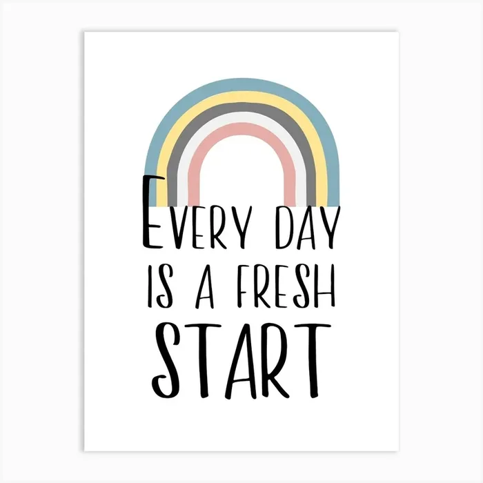 Fresh Start Rainbow Quote Art PrintM by Martina