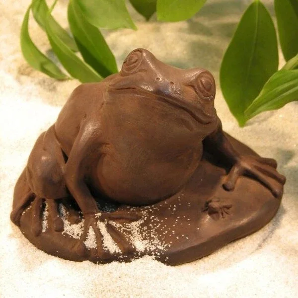 Frog With Bug Statue