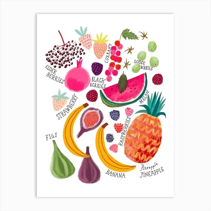 Fruits Chart Art Print by Mira Paradies