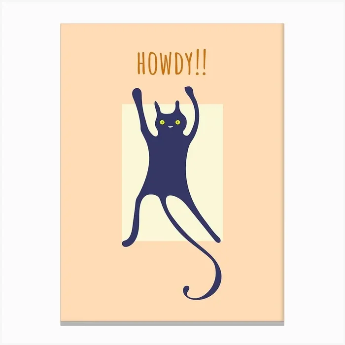 Funny Howdy Cat Canvas Print by Lady Humaira