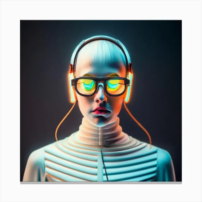 Futuristic Woman With Headphones 7 Canvas Print by FOX & JAY