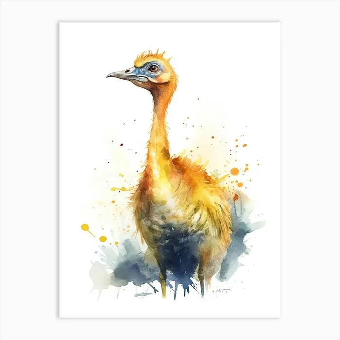Gallimimus Cute Dinosaur Watercolour 4 Art Print by Dino Dreams Art