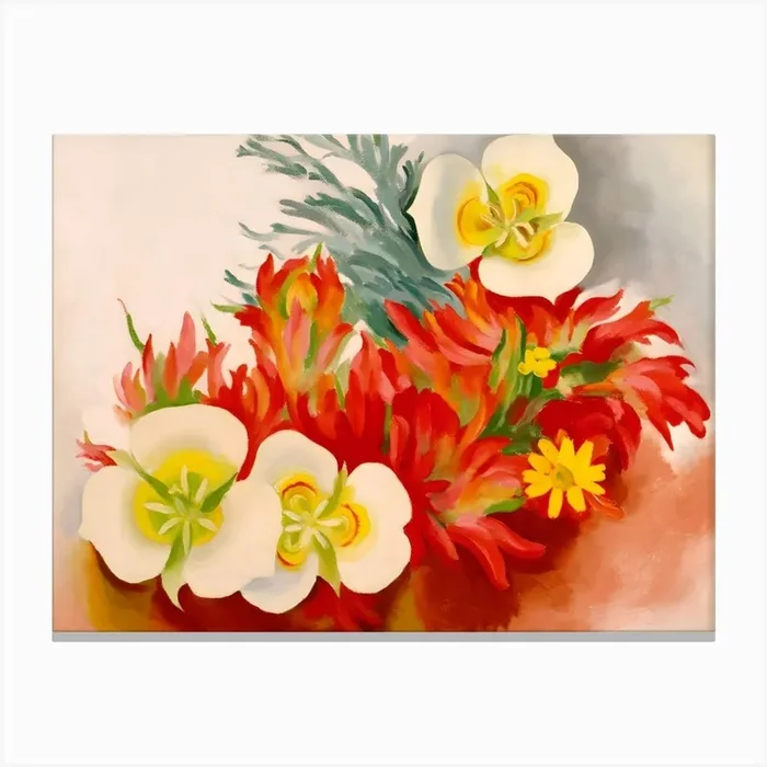Georgia O’Keeffe – Mariposa Lilies and Indian Paintbrus Canvas PrintW by Wirla