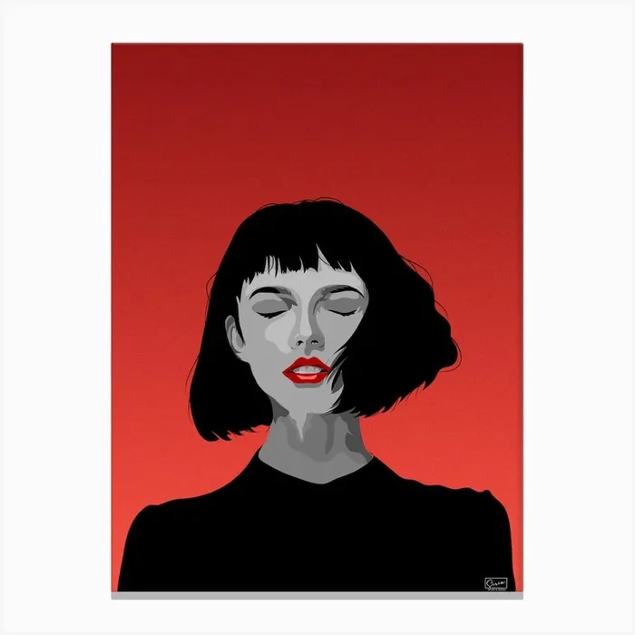 Girl in Black Canvas Print by Art Throb