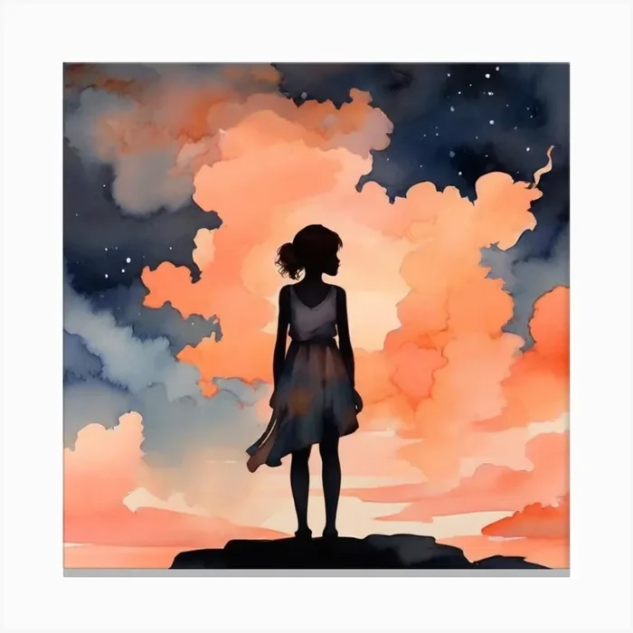 Girl In The Sky Canvas PrintAM by Afkar Majda