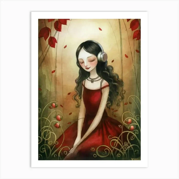 Girl Listening To Music 4 Art Print by FOX & JAY