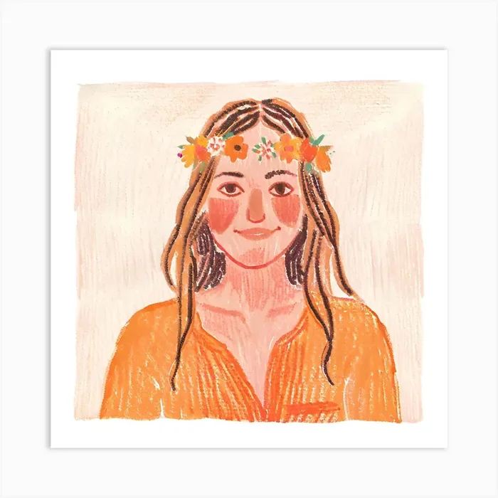 Girl With Flower Crown Art Print by HaithemSoftThreads