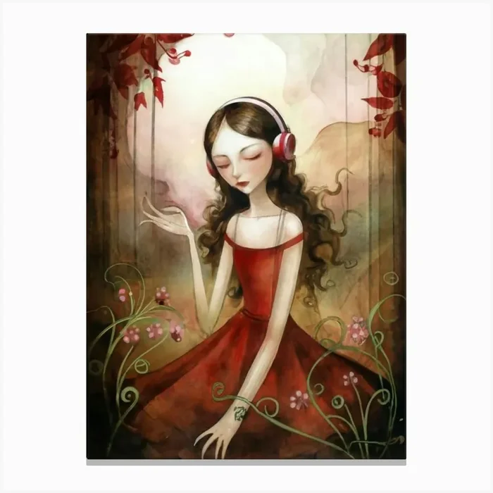 Girl With Headphones 13 Canvas Print by FOX & JAY