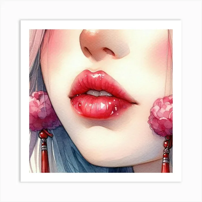 Girl With Pink Lips Art PrintD by DGTDGT