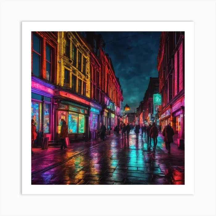 Glasgow City Centre At Night Art PrintM by missmixmedia