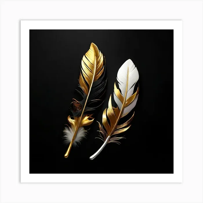 Gold And Black Feathers 1 Art Print by markoadamo