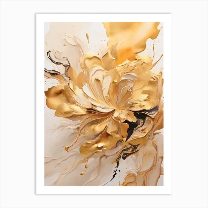 Gold Splatter Painting Art PrintA by Artistcom