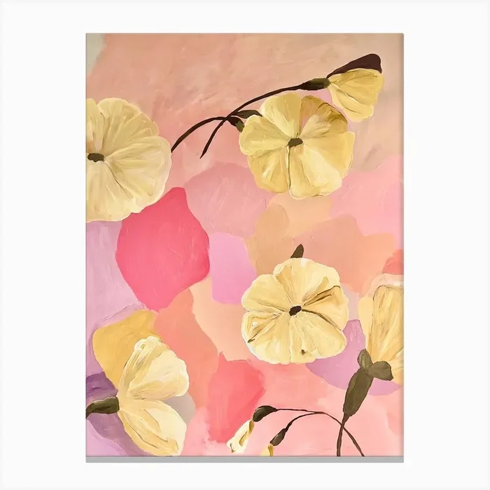 Golden Marshmallow Flowers Canvas Print by Mantika Studio