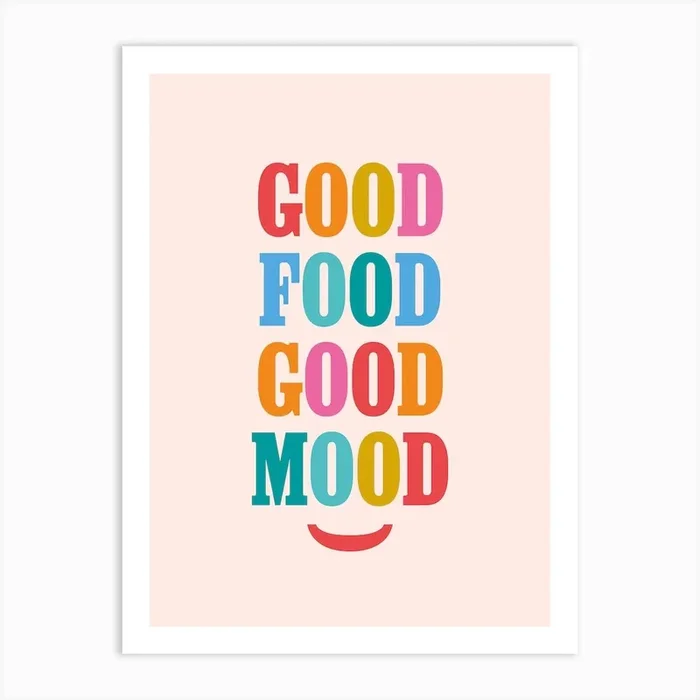 Good Food Good Mood Neutral Art Print by Lucky Number 5 Design