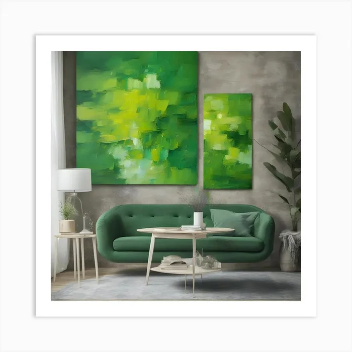 Green Abstract Painting Art Print by Hassan Rehman