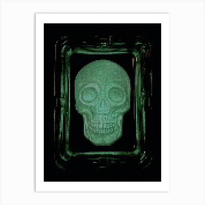 Green Polka Dot Skull Art PrintD by DianaDesigns