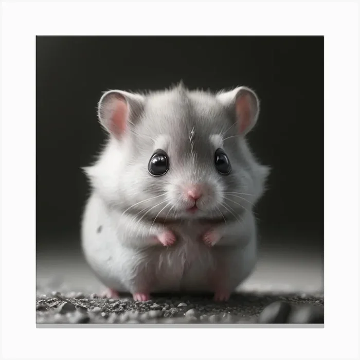 Grey Cute Hamsterwhite Backgroundbig Eyes2047 Concept Art Original Cinematic S 181702922 Canvas Print by LunaAndPandoraSquad